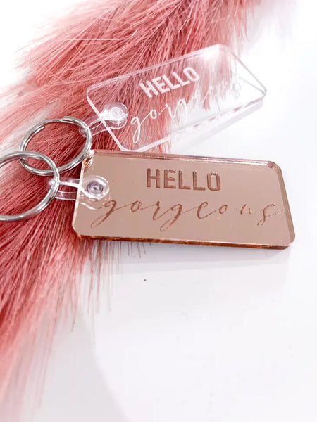 Blonde Ambition - Hello Gorgeous Engraved Keychain 🇨🇦