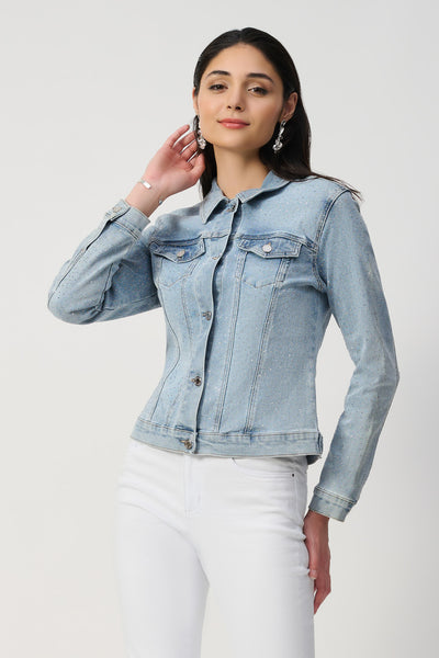 Joseph Ribkoff - Fitted Denim Jacket With Allover Rhinestones 🇨🇦