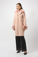 Joseph Ribkoff - Feather Yarn and Faux Fur Sweater Coat