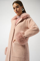 Joseph Ribkoff - Feather Yarn and Faux Fur Sweater Coat