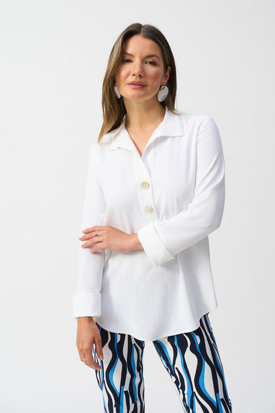 Joseph Ribkoff - Eggshell Straight Top With Button Detail