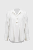 Joseph Ribkoff - Eggshell Straight Top With Button Detail