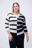 Joseph Ribkoff - Striped Sweater Knit V-Neck Pullover 🇨🇦