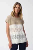 Joseph Ribkoff - Color Block Metallic Sweater Knit Pullover