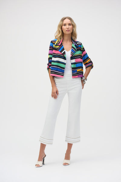 Joseph Ribkoff - Gauze Stripe Print Short Boxy Blazer 🇨🇦