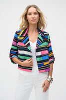 Joseph Ribkoff - Gauze Stripe Print Short Boxy Blazer 🇨🇦