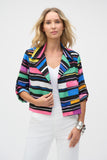 Joseph Ribkoff - Gauze Stripe Print Short Boxy Blazer 🇨🇦