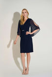 Joseph Ribkoff - Silky Knit & Chiffon Sheath Dress