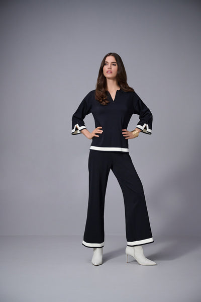 Joseph Ribkoff - Sweater Knit Colour Block Culotte Pants