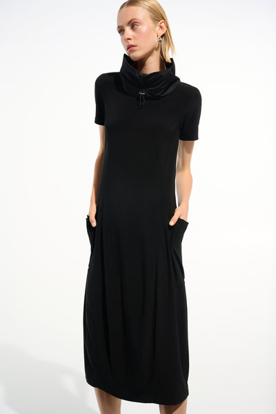 Joshep Ribkoff- Silky Knit Cocoon Dress With Memory Funnel Collar