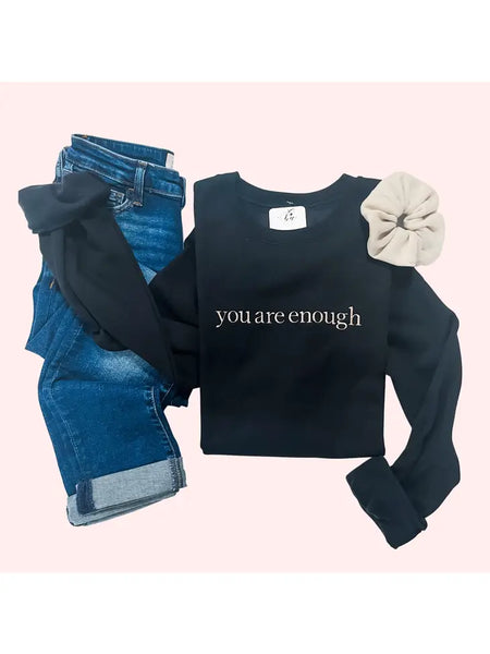 Blonde Ambition - You Are Enough Embroidered Signature Crewneck Sweater