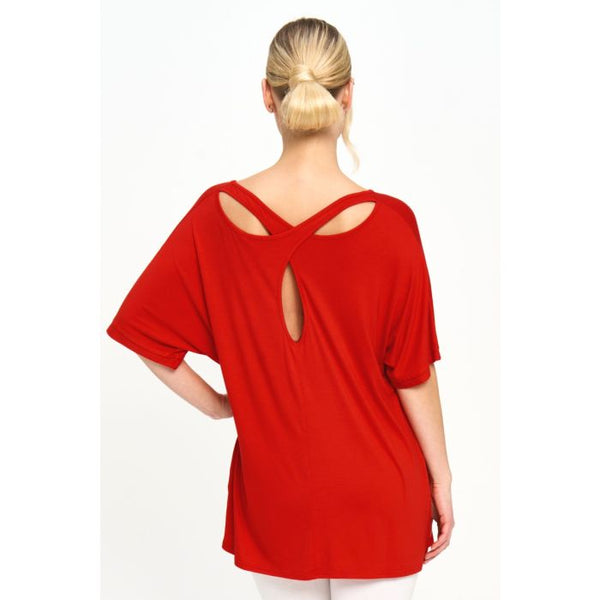 Red Coral - Effortless Cutout Top