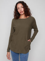 Charlie B - Knit Sweater With Lace-Up Cuffs