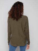 Charlie B - Knit Sweater With Lace-Up Cuffs