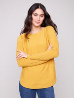 Charlie B - Knit Sweater With Lace-Up Cuffs