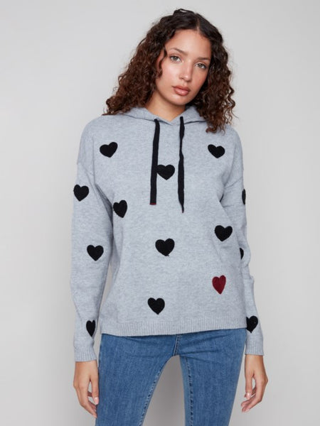 Charlie B - Embroidered Hearts Hoodie Sweater