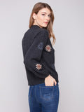 Charlie B - Mock Neck Sweater With Floral Embroidery