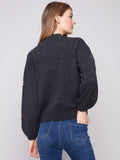 Charlie B - Mock Neck Sweater With Floral Embroidery