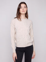Charlie B - Crew Neck Sweater with Tonal Embroidery