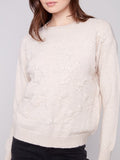 Charlie B - Crew Neck Sweater with Tonal Embroidery