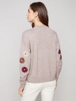 Charlie B - Floral Embroidery Crew Neck Sweater