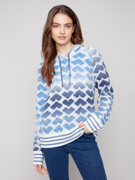 Charlie B - Heart Jacquard Hooded Sweater
