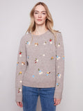 Charlie B - Crew Neck Sweater With Floral Embroidery