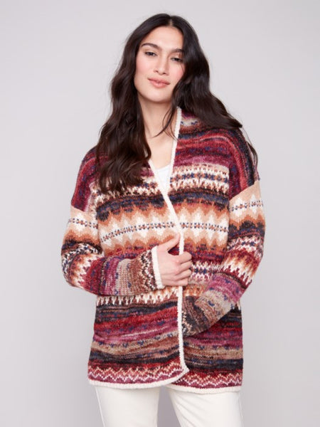 Charlie B - Space Dye Jacquard Cardigan