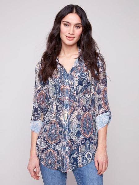 Charlie B - Printed Button-Up Blouse