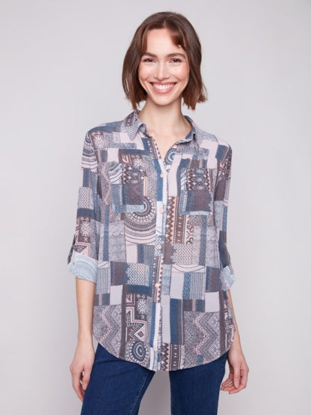Charlie B - Printed Button-Up Blouse