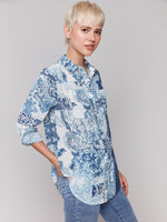 Charlie B - Printed Crinkle Button-Front Blouse 🇨🇦