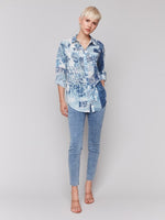 Charlie B - Printed Crinkle Button-Front Blouse 🇨🇦