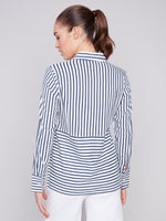 Charlie B - Striped Long Sleeve Blouse With Cuts 🇨🇦