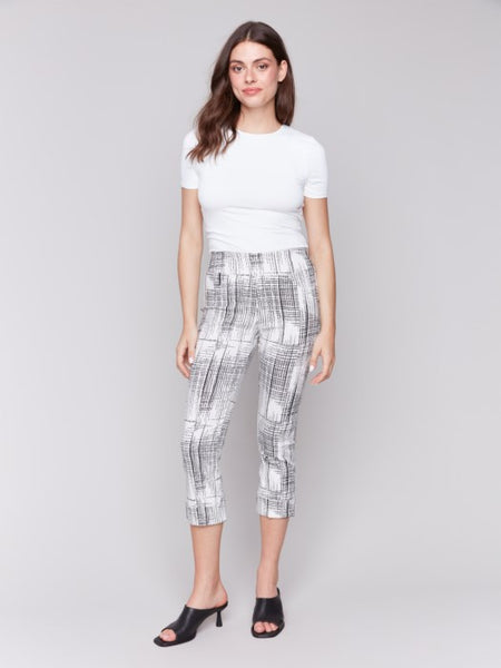 Charlie B Printed Stretch Pull-On Capri Pants - Lightweight Women's Summer Capris