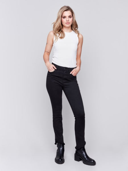 Charlie B - Black Asymmetrical Leg Pant 🇨🇦