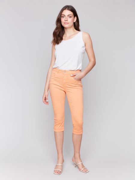 Charlie B Knee High Capri Twill Pants - Lightweight Stretch Women's Summer Capris