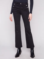 Charlie B  - Flare Leg Stretch Twill Pants With Buttons