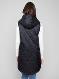 Charlie B - Pearlized Hooded Long Vest With Welt Pockets