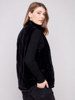 Charlie B -  Printed Reversible Quilted Faux Fur Nylon Vest With Welt Pockets