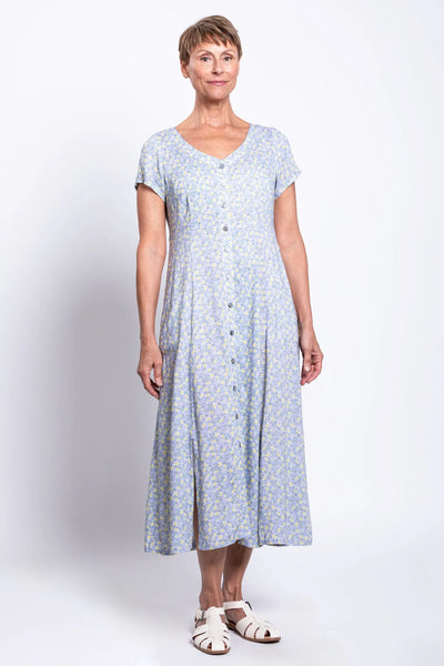 Blue Sky - Morgan Dress, Sunshine Ditsy, Linen Bamboo