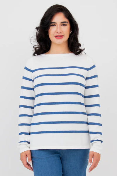 Blue Sky - Frida Sweater, Denim Stripe, Cotton