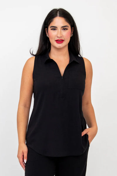 Blue Sky - Hula Tank, Black, Linen Bamboo