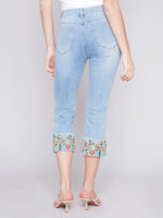 Charlie B- Cropped Embroidered Cuff Pant