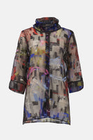 Joseph Ribkoff - Burnout Organza Word Print Long Blouse 🇨🇦