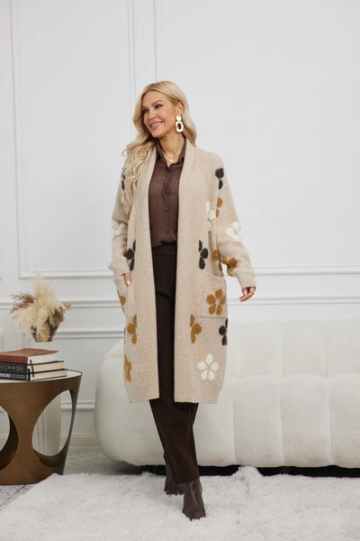 Orange Fashion  Floral Cardigan