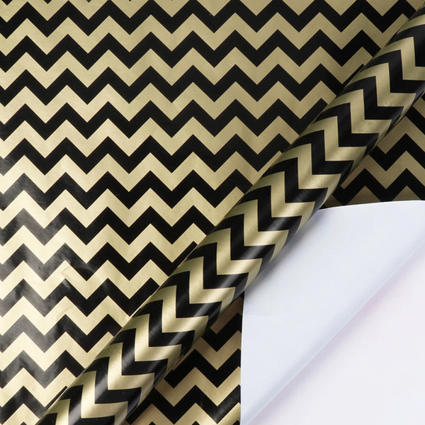 Metallic Chevron Black and Gold Wrapping Paper